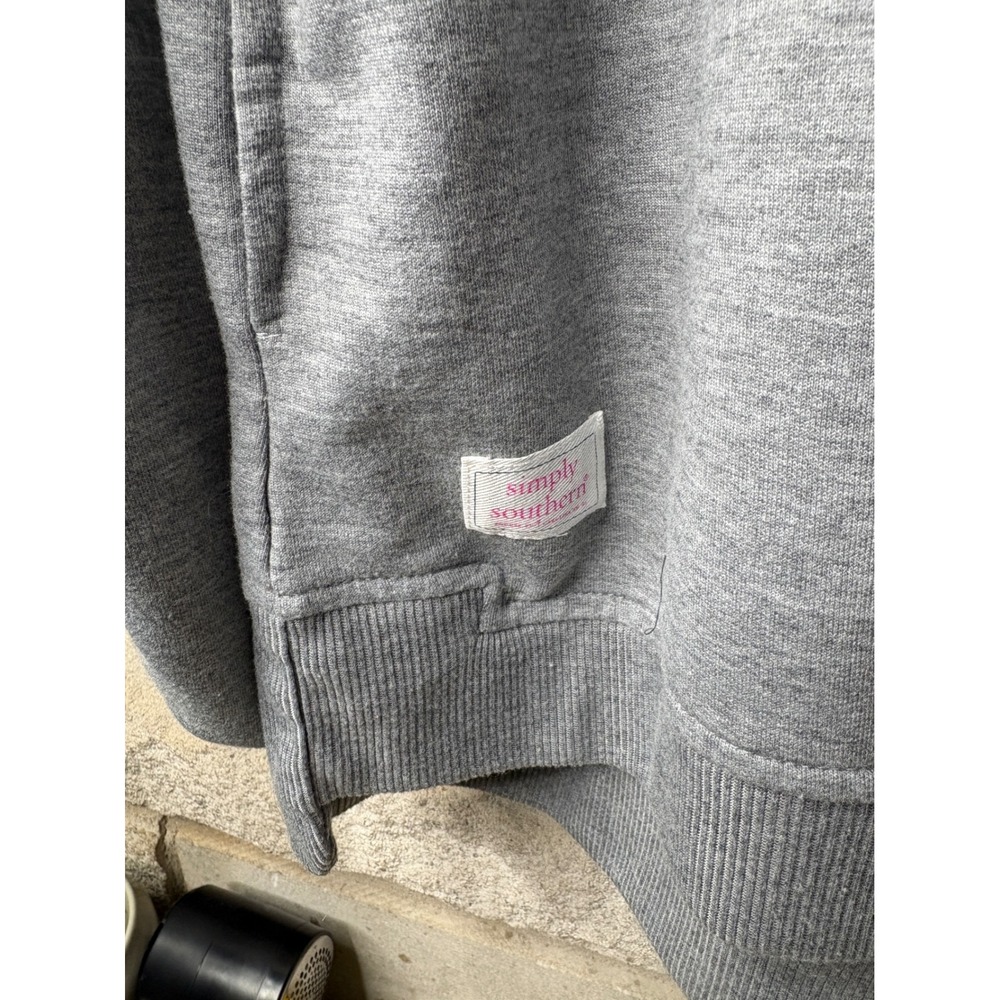 Simply Southern Be Kind Smiley Face Gray Sweatshirt Womens Large Pockets Glitter - Picture 3 of 7